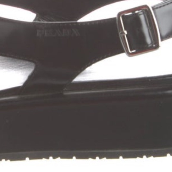 New PRADA Leather Slingback Sandals Black Size 41/ US 11 - Picture 10 of 12